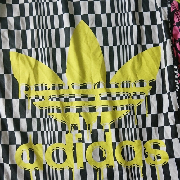 Adidas Jeremy Scott Checkered Long Sleeve Shirt - Yellow, Pink, Black - Picture 3 of 8
